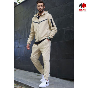 Survêtement sur mesure pour homme avec fermeture éclair, col à capuche et logo personnalisé, conception ODM - Product Image 4