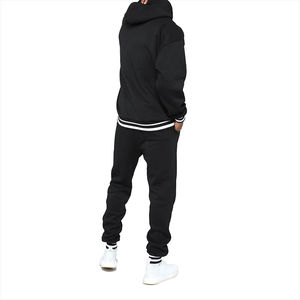 Chándal de algodón 100% de alta calidad para hombre, Sudadera con capucha de lana con logotipo personalizado, pantalón transpirable, elegante, técnica de diamantes de imitación, sólido - Product Image 6