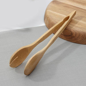 Pince en bois de bambou compostable alimentaire sûre naturelle réutilisable 2 en 1 spatule tong fabriquée au Vietnam - Product Image 5