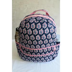 Handmade Lightweight Indian Quilted <b>Mini</b> <b>Backpack</b> Boho Style Floral Hand Block Print Zipper Bag for School & Travel Unisex - Product Image 4