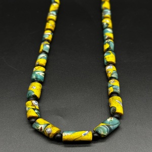 Authentique Vintage Africain Commerce Exquis Jaune Bleu Fabriqué À La Main Cristal Lampwork Perles De Verre En Gros En Vrac - Product Image 1