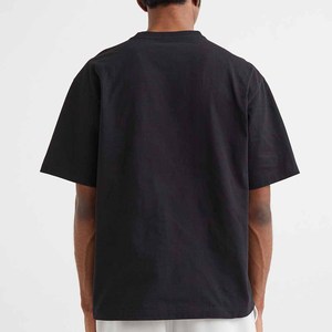 เสื้อยืดคอกลมแขนสั้นผ้าเจอร์ซีย์คอตตอน 100% คุณภาพสูง ขายส่ง แบบเรียบ สำหรับผู้ชาย สั่งทำได้ ทรงหลวมไหล่ตก - Product Image 4