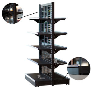 ชั้นวางของในซูเปอร์มาร์เก็ต4ชั้นชั้นชั้นวางกอนโดลาแบบสองด้านน้ำหนักเบาเคลือบด้วยผงโลหะแบบปรับแต่งได้ - Product Image 1