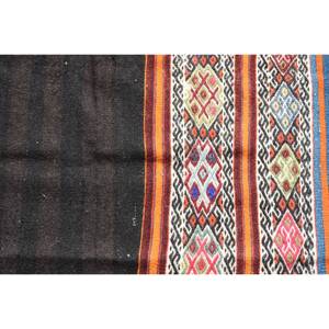 Kilim <b>Brown</b> <b>Wool</b> Rug 2.2 X 7.8 ft Handmade Turkish Flat Weave Jacquard Technique Plush Patchwork for Hallway Rectangle Latex - Product Image 5