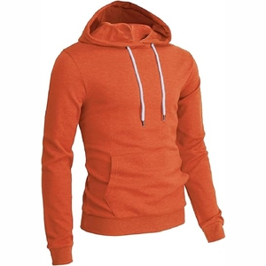 Sudadera con Capucha para Hombre, Casual, Manga Larga, Corte Ajustado, Color Naranja Quemado, con Dobladillo Curvo - Product Image 3
