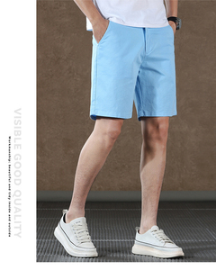 Pantalones Cortos de Algodón para Hombre, Estilo Casual de Negocios, a la Moda, de Cinco Puntos, Combinables con Todo, Diseño Sólido, Finos, de Corte Medio - Product Image 6