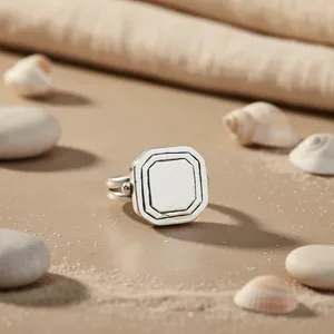 Anillo Octagonal de Plata 925 con Incrustaciones, Joyería para Mujer, Baño de Rodio y Oro, Uso Diario, Ocasiones Especiales, Forma Octagonal - Product Image 3