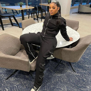 สเวตเตอร์มีฮู้ดพิมพ์ลายยูนิเซ็กซ์ชุดวิ่ง2ชิ้นชุดวอร์มขนแกะสำหรับฤดูหนาว - Product Image 2