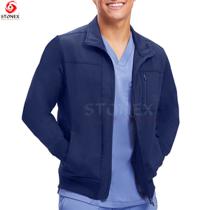 Blouson bomber uni pour homme, col montant, personnalisable, dernière collection, confortable, respirant, hiver, polyester/coton - Product Image 2