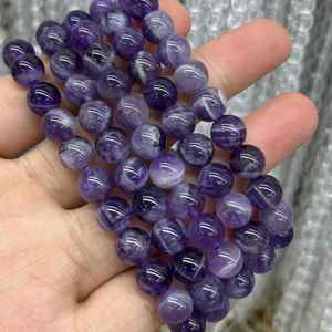 Unisex Agate Amethyst Purple <b>Crystal</b> Beads <b>Healing</b> Stone <b>Bracelet</b> Business Gift for Mother's Day & New Year - Product Image 1