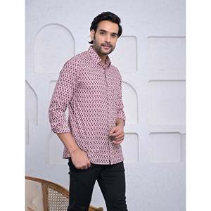 Chemise pour homme, 100% coton, imprimée avec des motifs floraux à pois, décontractée, manches longues, options de tissu popeline Oxford, fabrication ODM/OEM - Product Image 3