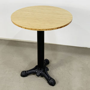 Mesa de Centro Redonda de Madera Estilo Bistro Industrial, 60 cm de Diámetro, Tablero de Madera Maciza, Patas de Hierro Fundido - Product Image 1