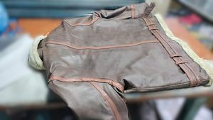 Piel de oveja genuina Sherpa Shearling Faux Fur Collar Vintage Aviator B3 Bomber Jacket Hombres 100% Cuero de piel de oveja Dry Clean Only - Product Image 4