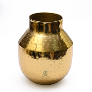 Vase à fleurs en fer finition dorée, vase décoratif artisanal pour la maison, table, bureau, vase en métal moderne élégant, décoration de salon - Product Image 6