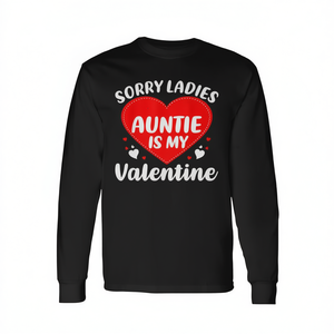 Maglietta a maniche lunghe per San Valentino, 'Auntie Is My Valentine', unisex per adulti, girocollo, stampa digitale, abbigliamento promozionale - Product Image 3