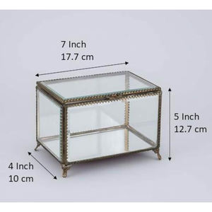 Clear Glass Beveled <b>Box</b> Antique Finished For Tabletop Decorate Jewelry Accessories <b>Keepsake</b> <b>Box</b> Custom Size Affordable Price - Product Image 5