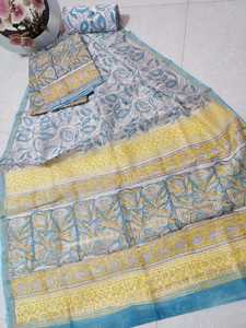 Custom Made Floral Print <b>Silk</b> Screen Printed <b>Fabrics</b> in Pastel Colors Ideal for Use in Home Textile and Apparel Manufacturing - Product Image 5