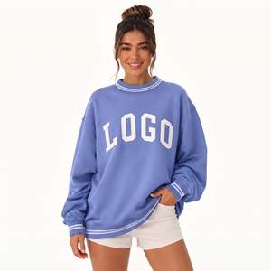 Factory Custom Logo Women's Embroidered <b>Jumper</b> Breathable Soft Cotton Fleece Pullover Mock Neck Oversized Sweatshirt for Women - Product Image 1