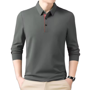Los polos de cuello de hombre de diseño personalizado de alta calidad más vendidos, polos de hombre de manga larga de trabajo de algodón, poliéster, Spandex - Product Image 1