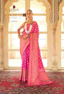 Latest Evergreen Designer Outfit Beautiful Color Pure Silk <b>Saree</b> <b>Blouse</b> With Weaving Work Wholesaler & Manufacturer From India - Product Image 6
