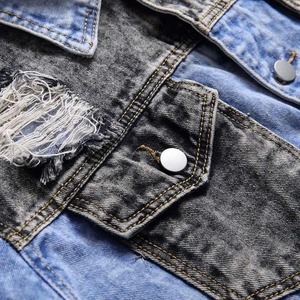 Veste denim personnalisable pour hommes avec rembourrage en coton tissu vintage respirant lavé vente en gros d'usine doux et confortable - Product Image 6