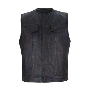 Haute qualité hommes élégant nouveau Design en cuir Biker gilet respirant coupe-vent fermeture à glissière Offre Spéciale moto moto gilet - Product Image 3