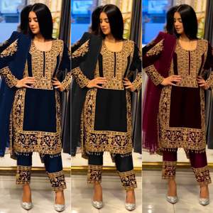 Nouveau designer vêtements ethniques bel ensemble Salwar Kameez-haut entièrement cousu-Dupatta Kurti pantalon fête porter naturel en gros Kurti - Product Image 5