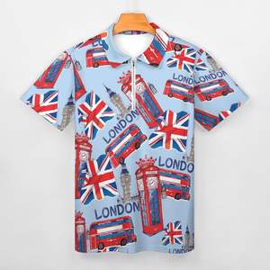 Polo informal ajustado al por mayor, Polo de manga corta de secado rápido con cuello bordado y gráfico, Polo transpirable para verano - Product Image 4