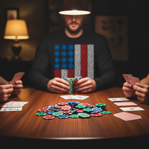 <b>Poker</b> <b>Chips</b> American Flag Long Sleeve T-Shirt Red Blue USA Card Player Design - Product Image 3