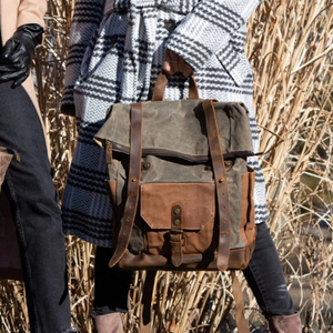 Premium Leather Canvas Luxury <b>Backpack</b>-Breathable & Eco-Friendly Laptop Travel School <b>Backpack</b> OEM Supplier LCBP-0193 - Product Image 1