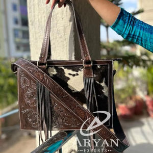 Hand Tooled Carving Handbag Real Cowhide Leather <b>Bag</b> Bohemian <b>Bags</b> New Design Fringe <b>Bags</b> for Women's Use - Product Image 1