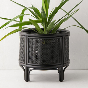 Soporte de exhibición de maceta de ratán para decoración de jardín, soporte de maceta de madera natural, soportes negros para flores y plantas - Product Image 3