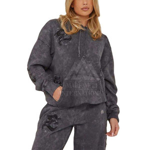 Survêtements pour femmes à lavage acide, design personnalisé, faible MOQ, utilisation en extérieur, vêtements pour femmes, survêtement uni - Product Image 3