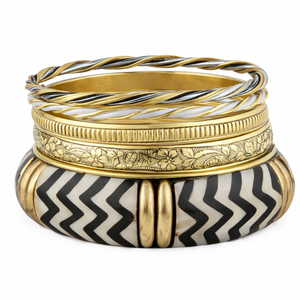 Bracelet manchette tendance multicolore fait main, style vintage, aspect antique, poli miroir, à motifs naturels - Product Image 1