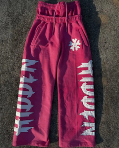 Pantalones de chándal apilados personalizados para hombre, pantalones de chándal acampanados Unisex con serigrafía lavada con ácido, pantalones y pantalones de algodón para mujer de Viral - Product Image 5