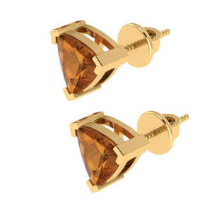 พลอยซิทรินตัดเป็นล้านล้านชิ้น (novbirthstone) ต่างหูเม็ดเดี่ยวทองคำขาวชุบเงินสเตอร์ลิง7.45มม. เครื่องประดับ1.6gm - Product Image 1