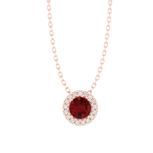 Collar con Colgante de Piedra Preciosa de Circonita Cúbica con Corte Rubí de 9.8 mm, Chapado en Oro Rosa y Rodio sobre Plata de Ley de 18 Pulgadas, Joyería Fina de 1.2 g - Product Image 1