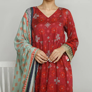 Vestido Largo de Verano Bordado al Por Mayor a Bajo Precio para Mujer, Listo para Fiesta, Estampado Personalizado, Completamente Cosido - Product Image 2