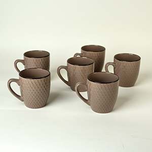 Tazas de Café de Cerámica Pintadas a Mano con Patrones en Tonos Tierra, Capacidad de 200 ml, Aptas para Lavavajillas, Juego de 6 para Regalos - Product Image 2