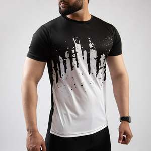 Camiseta de Manga Corta, Corte Ajustado, Sin Tejido, con Estampado Frontal Sublimado, Estilo Moderno, para Hombre, Cuello Redondo, Venta al Por Mayor - Product Image 4