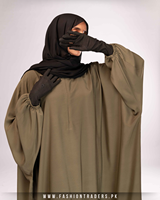 Abaya Droite Personnalisée de Haute Qualité – Tenue Modeste Naturelle pour Adultes, Écologique, Respirante, Kaki, Col Rond, Dernière Collection Traditionnelle