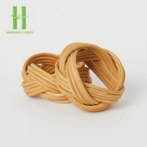 Nouveau design Anneaux de serviette personnalisables et écologiques de style bohème tissé en bambou pour mariage, Noël, maison et hôtel - Product Image 4