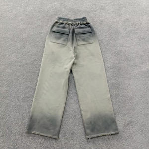 Pantalons de survêtement en molleton 100% coton délavé tendance, style vintage, lavage à l'acide, unisexe, jambes larges, logo personnalisé, pantalons de survêtement évasés - Product Image 2