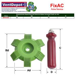 Limpiador de aletas, MXFIA-001, 1 unidad, 81 mm, 98 mm, 6 peines - Product Image 4