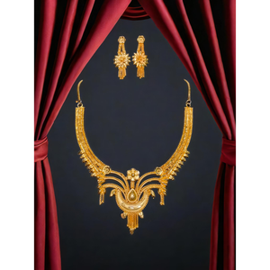 Ensemble de boucles d'oreilles collier de style tendance avec plaqué or 22 carats Style Premium femmes porter collier boucles d'oreilles ensemble bijoux - Product Image 1