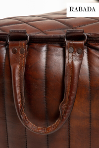 Connor Pears Shaped Pouf <b>Footstool</b> Stuffed Upholstered in Distressed Brown <b>Leather</b> for the Living Room - Product Image 6