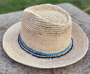 MADAGASCAR CHAPEAU FEDORA EN PAILLE POUR HOMME CROCHET RAFFIA FAIT MAIN - Product Image 1