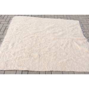 Modern Beige Wool <b>Rug</b> 5.1 X 6.4 ft Handmade Jacquard Turkish <b>Rugs</b> Latex Backing for Hallway <b>Bedroom</b> Rectangular Patchwork - Product Image 3