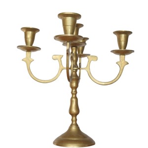 Candélabre en métal aluminium finition argentée exclusive à 5 bras, support de bougie pour mariage, événement, décoration de la maison - Product Image 4