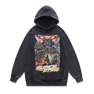 Sweat à capuche homme en coton surdimensionné, imprimé délavé à l'acide, grande taille, style anime, pour l'hiver, pull à capuche imprimé pour homme, sweats à capuche anime OEM de haute qualité - Product Image 4